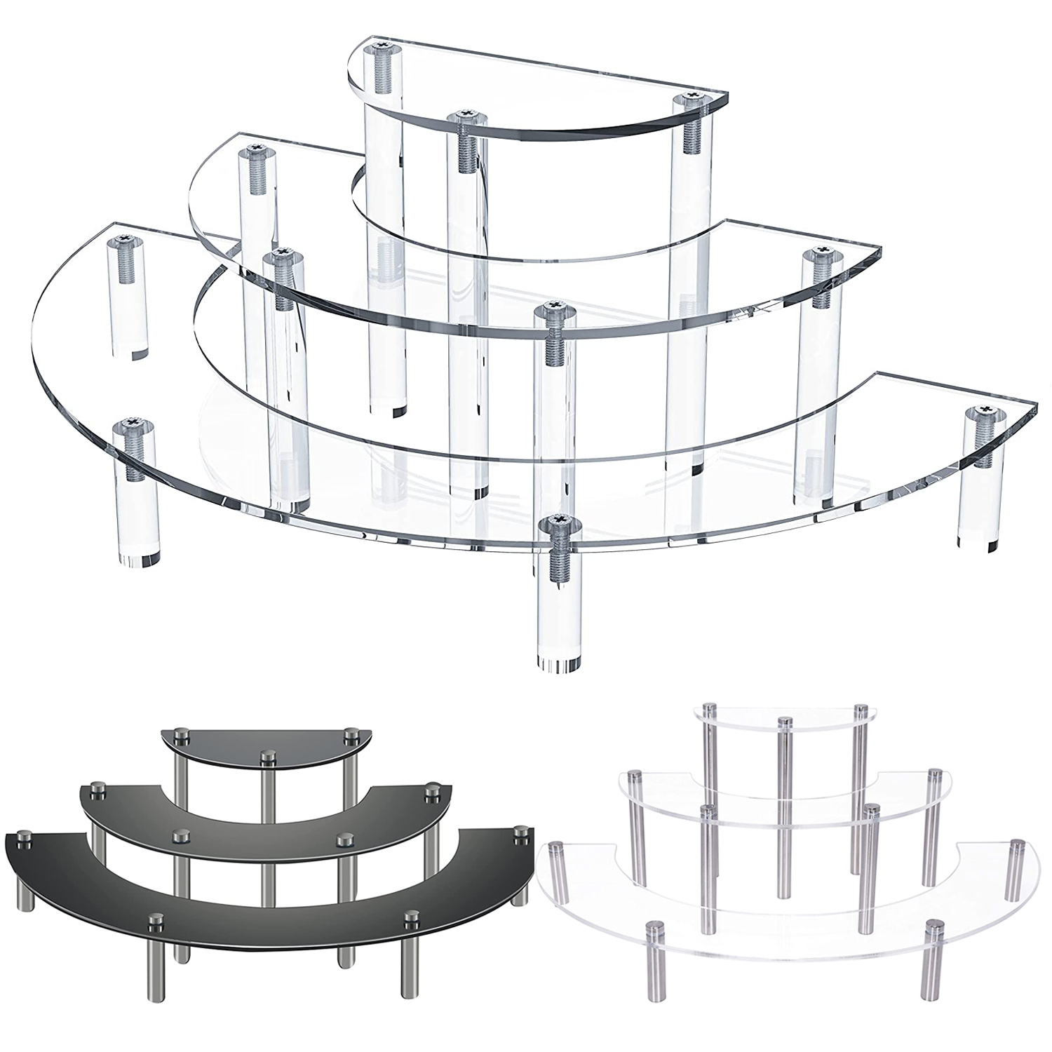 3-Tier Acrylic Round Cupcake D - Pop Display Shelf ulasan dan harga