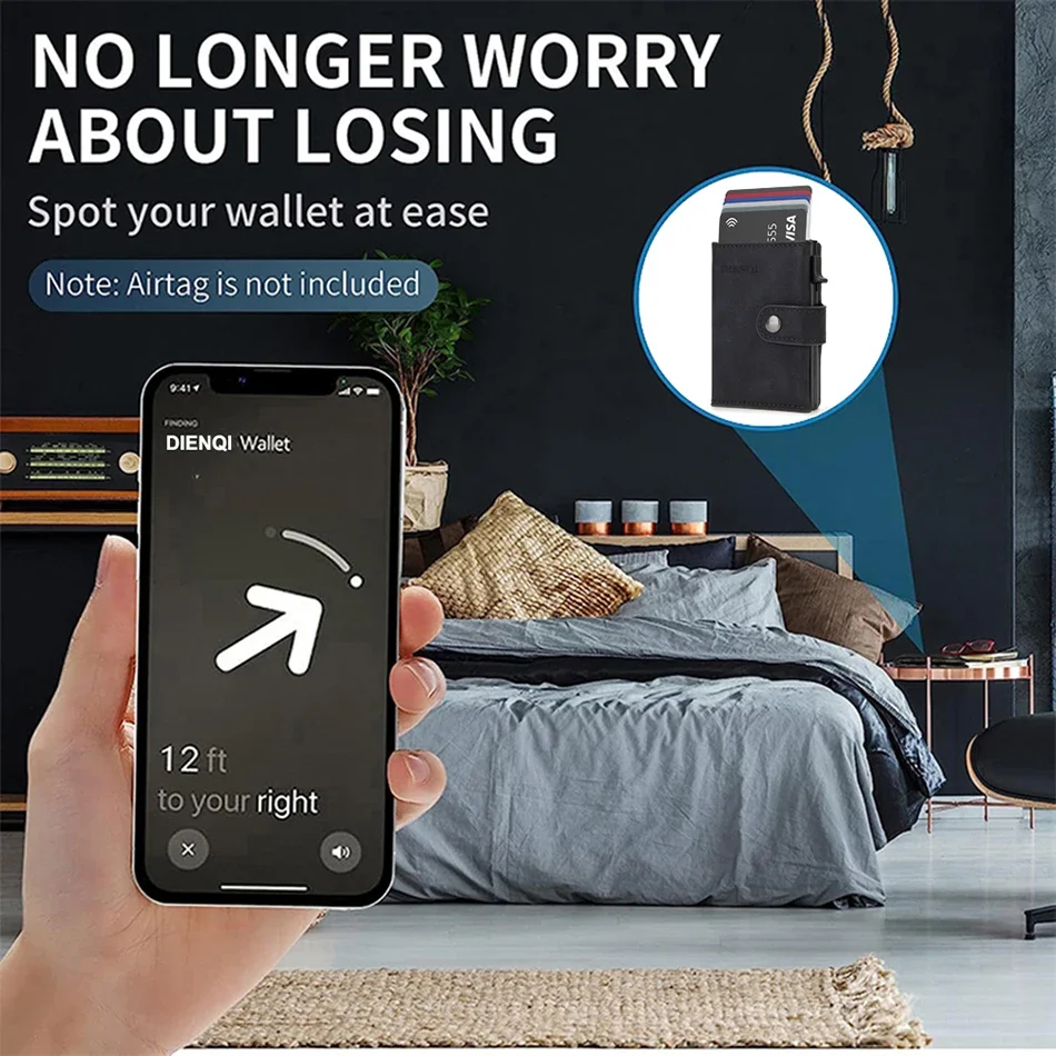 Rfid Leather Airtag Men Wallet - Card Top Loader ulasan dan harga